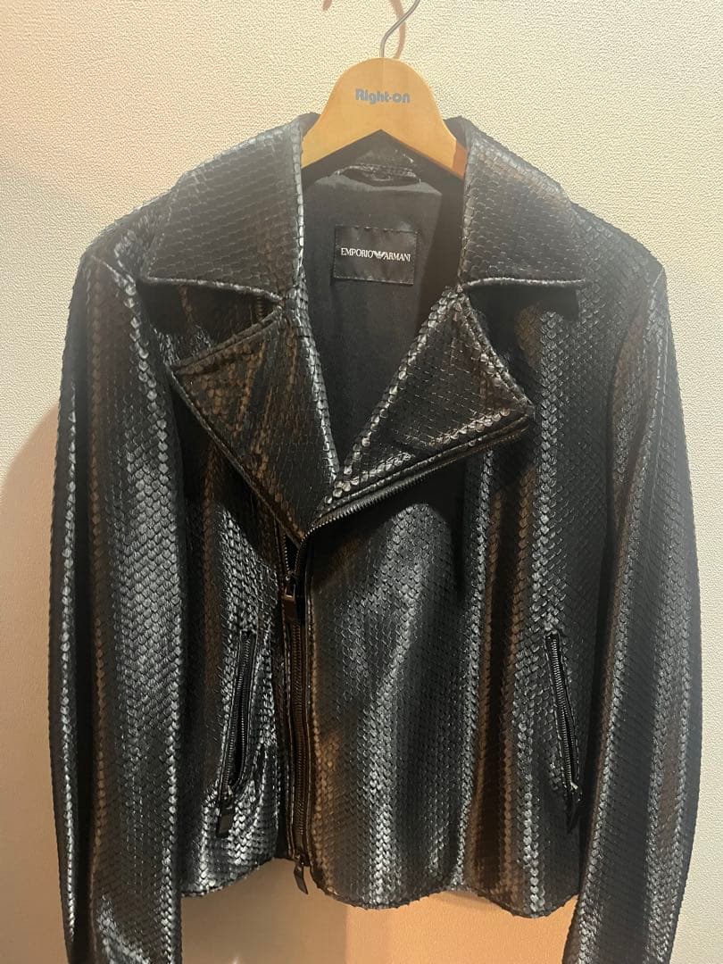 EMPORIO ARMANI ヘビ柄レザーライダースジャケット EMPORIO ARMANI ヘビ柄レザーライダースジャケット EMPORIO ARMANI