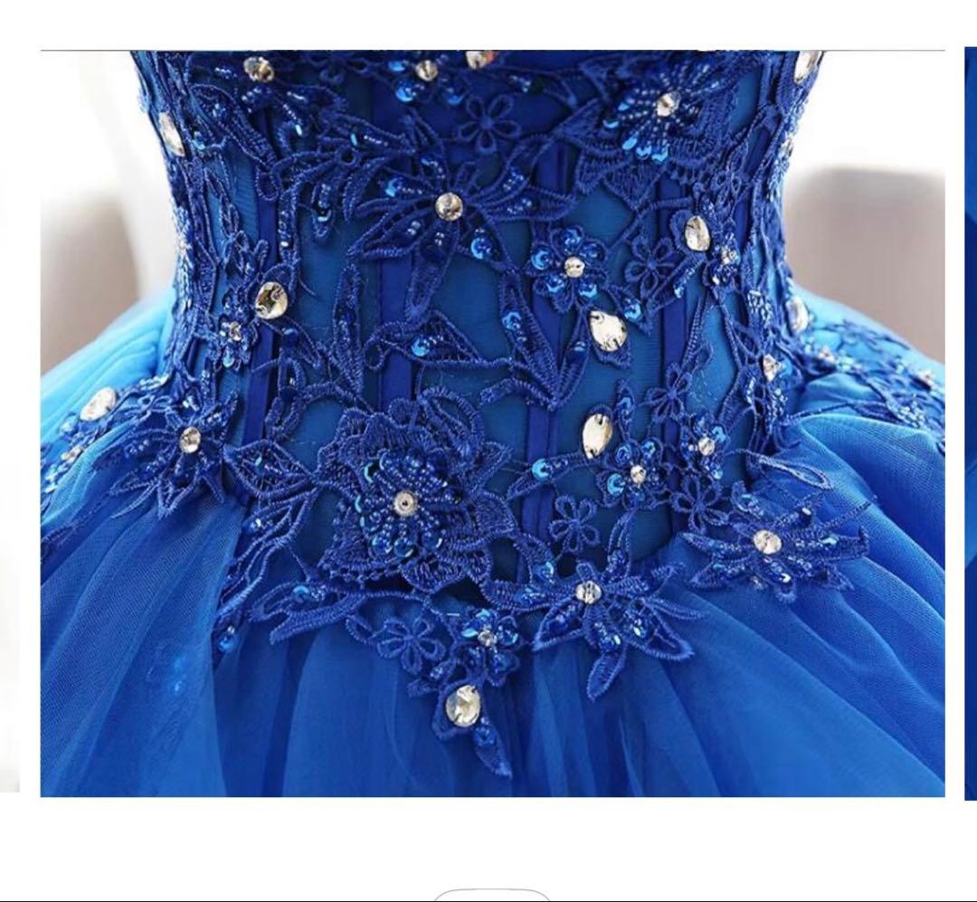 カラードレス ブルー パニエ付き