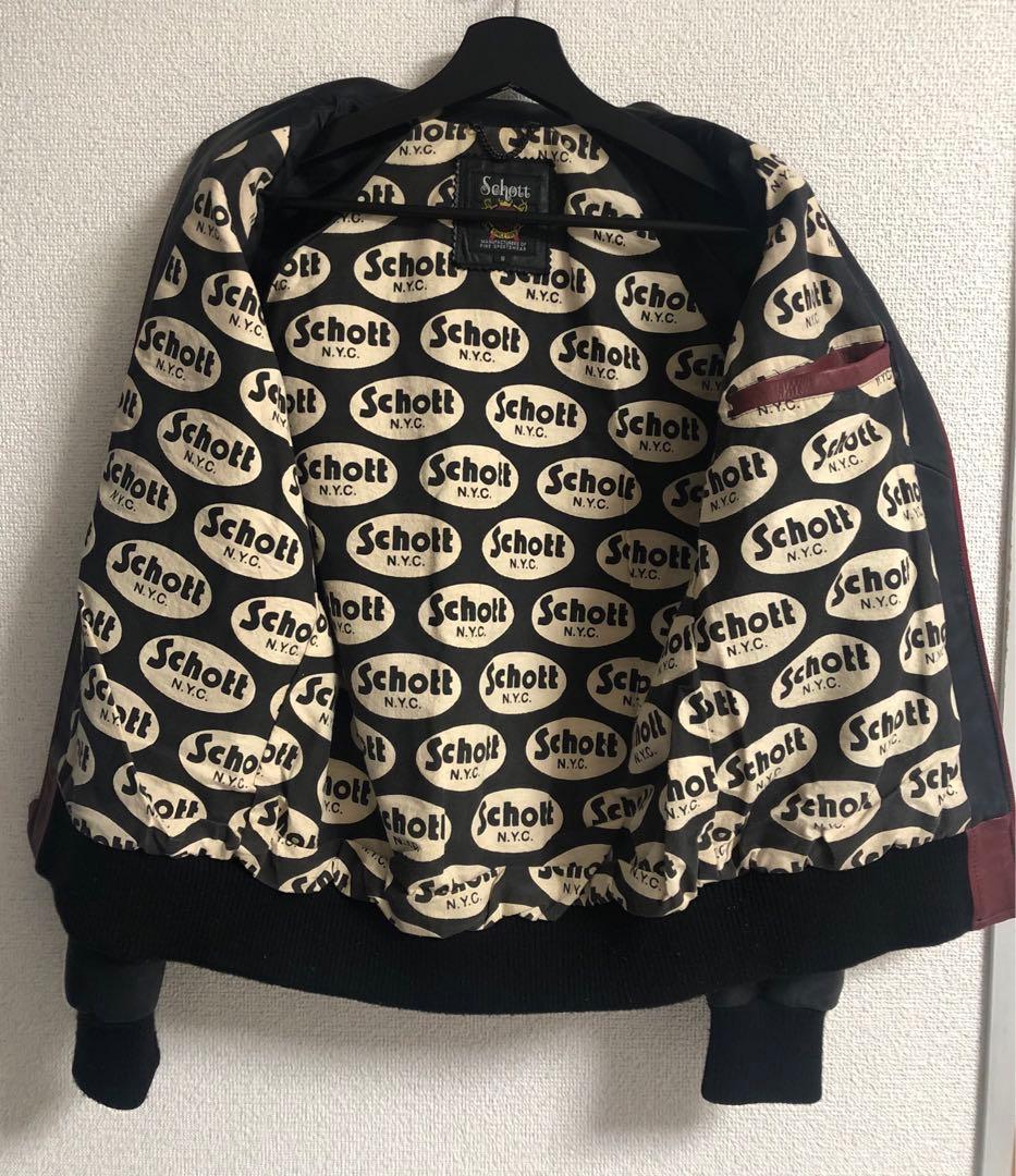 Schott】羊革 シングル ライダース 裏地総柄 バイカラー sizeS