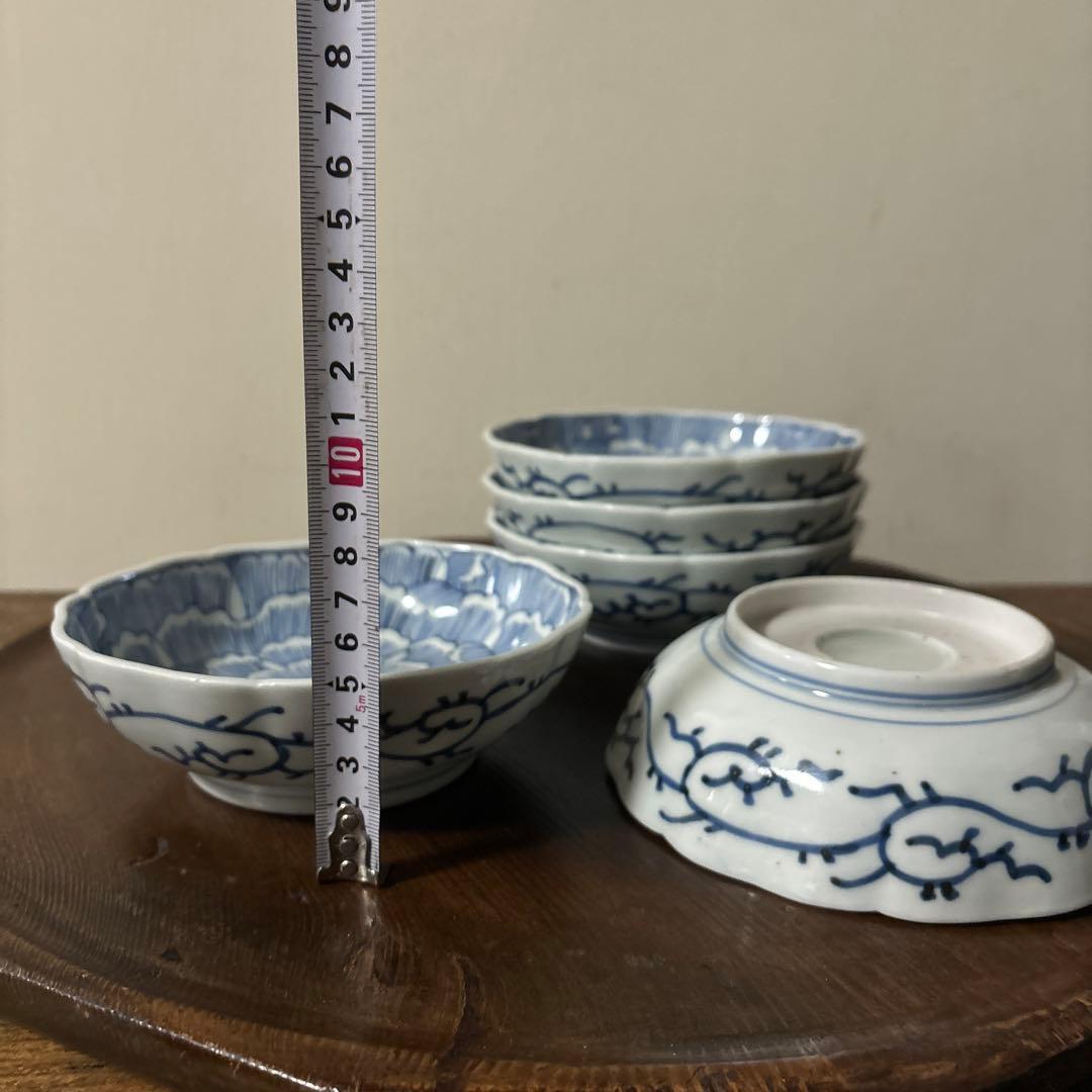 古伊万里 染付なます皿 5枚 膾皿 唐草 アンティーク 古道具 白洲正子