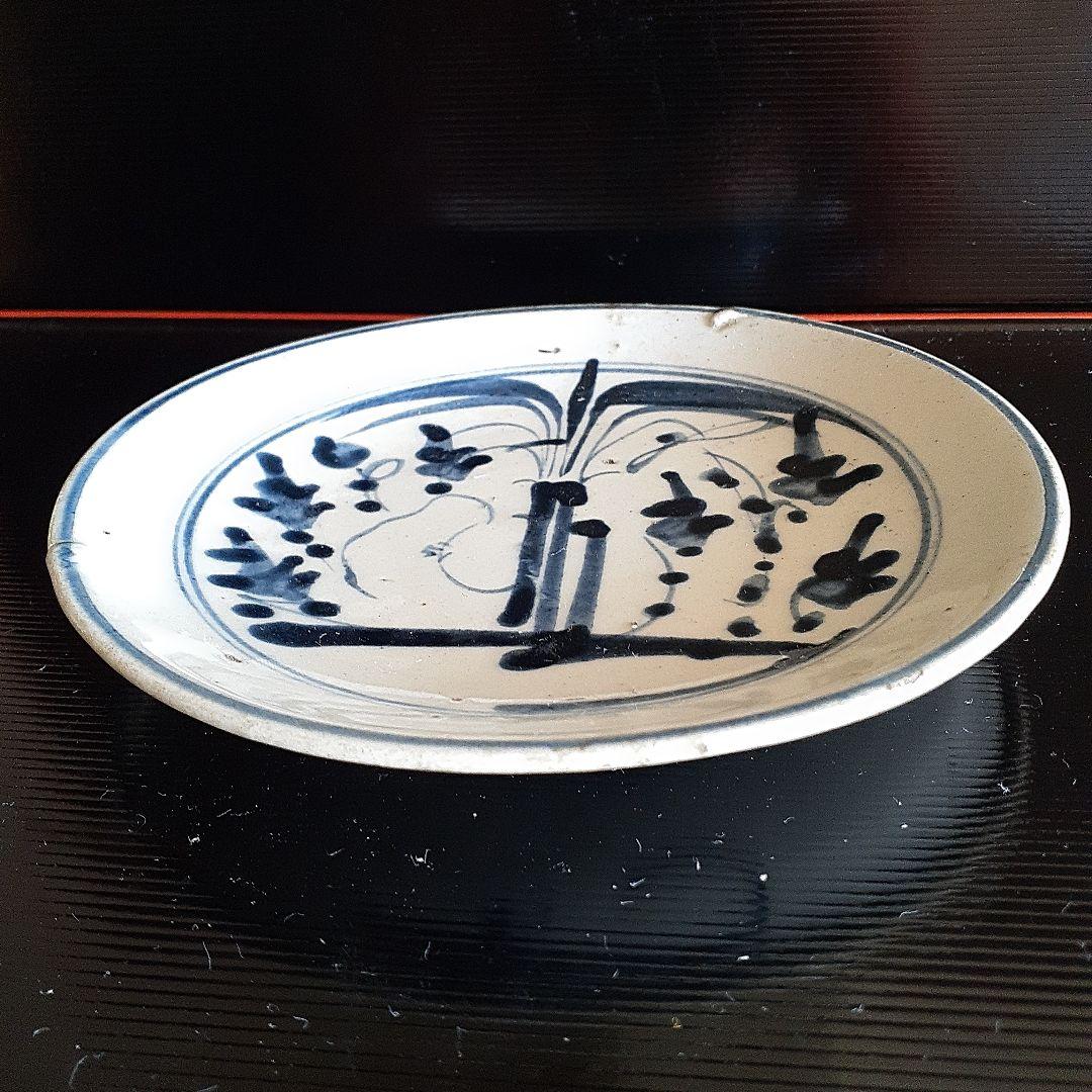 中国明朝末期頃の染付け皿