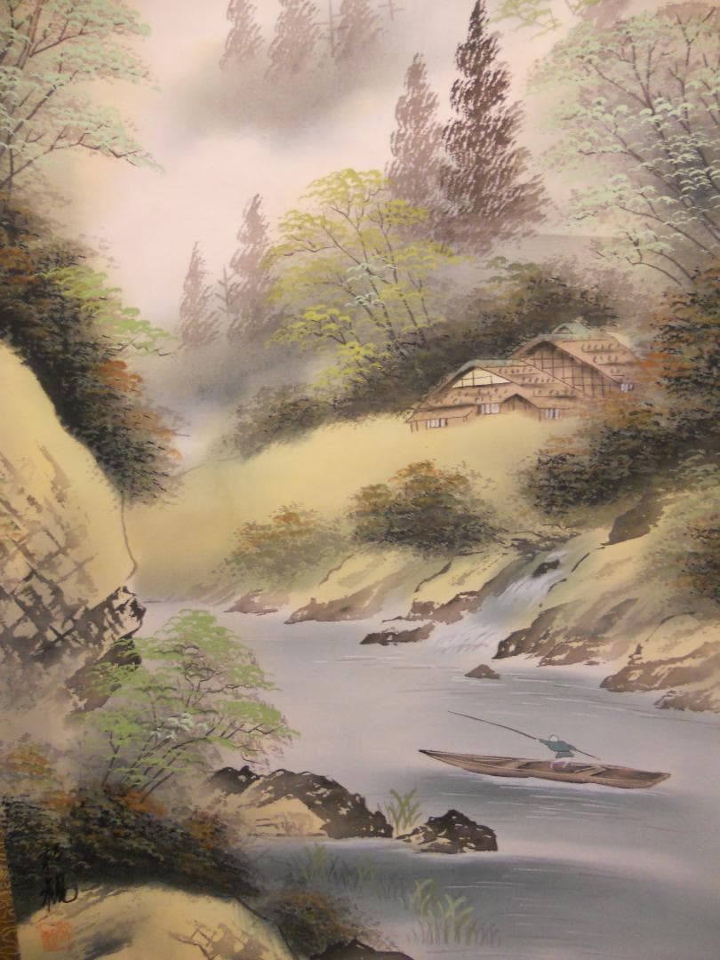 掛け軸 松観 彩色山水 絹本 希少 軸装 茶道具 掛軸 美品 です。 - メルカリ