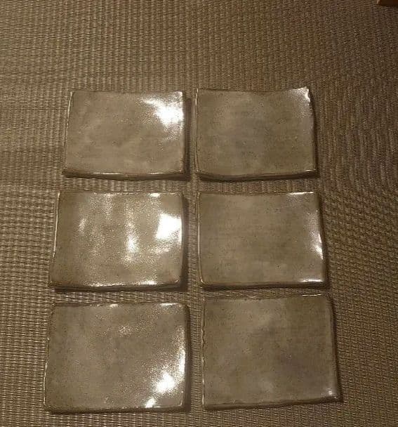 唐津焼 松尾友文 黒唐津 角皿 6枚