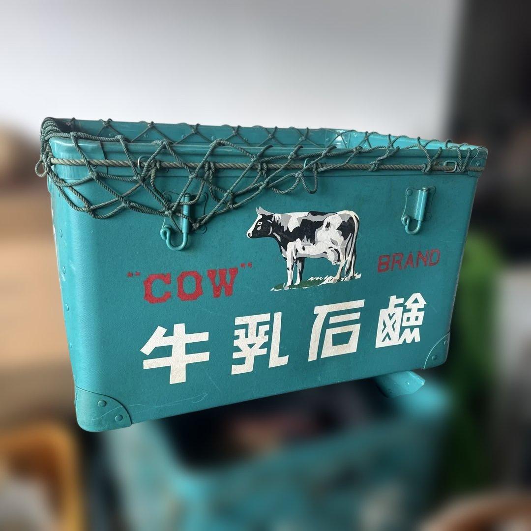 牛乳石鹸 ボテ箱 COW BRAND 網付き 収納箱 昭和レトロ アンティーク