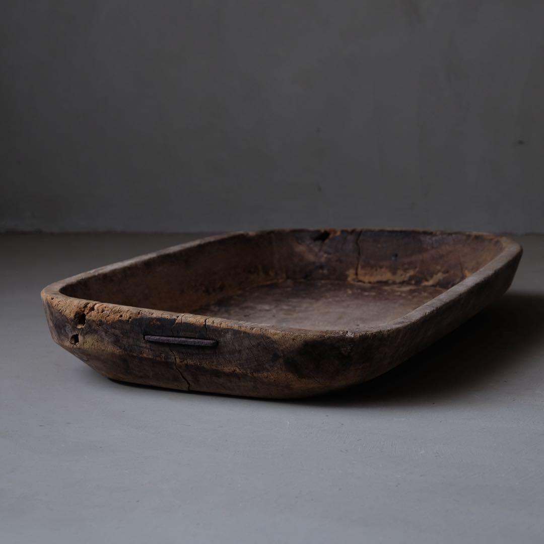 古い木鉢 飼い葉桶 木皿 水盤 古材 古道具 骨董 プリミティブ