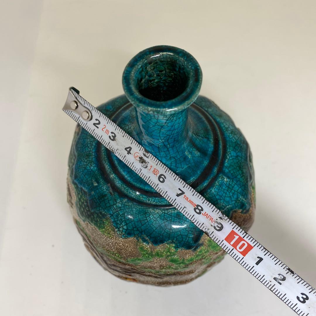 江戸時代　古清水色染付花瓶　木箱付　高さ18.5㎝　東Y7-0121①