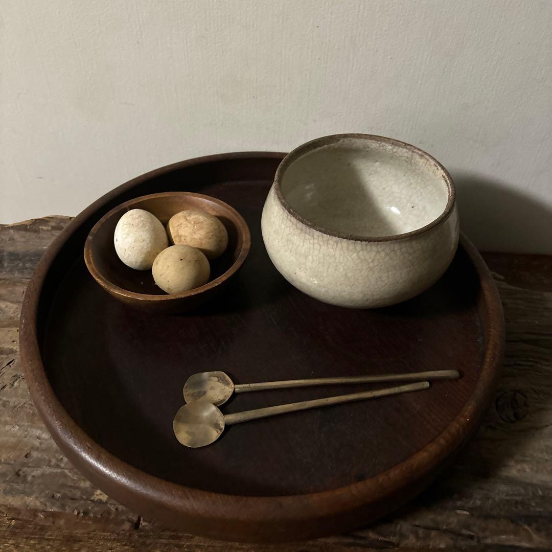 古い丸壷 白釉 塩笥壺 韓国骨董.アンティーク.古民芸.検:立原正秋.