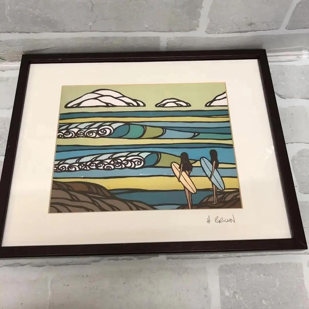 M3858 ヘザーブラウン 絵画 額縁付き 2点セット