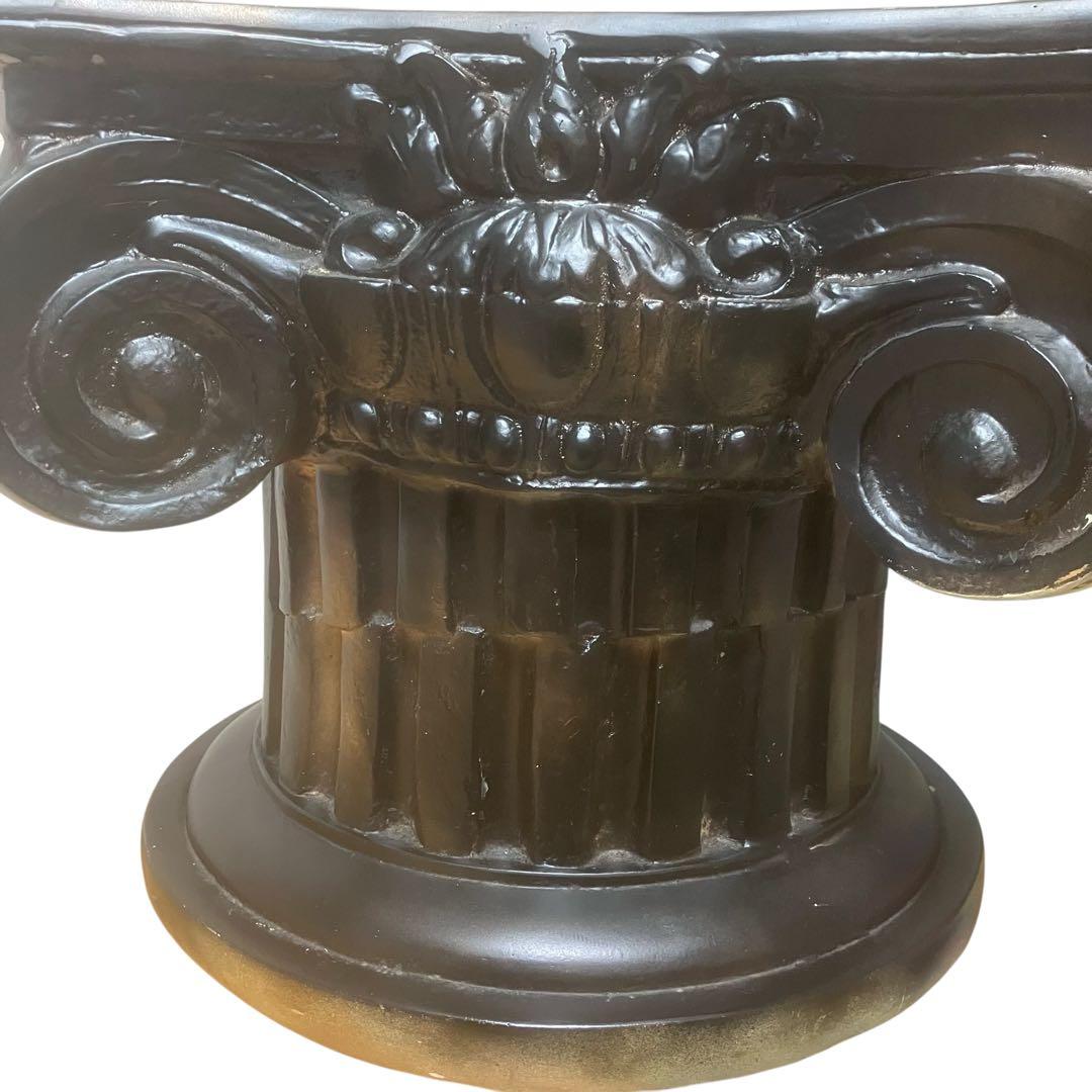 古代イオニア式 ガラス天板テーブル 特徴的な柱デザイン ロココ調