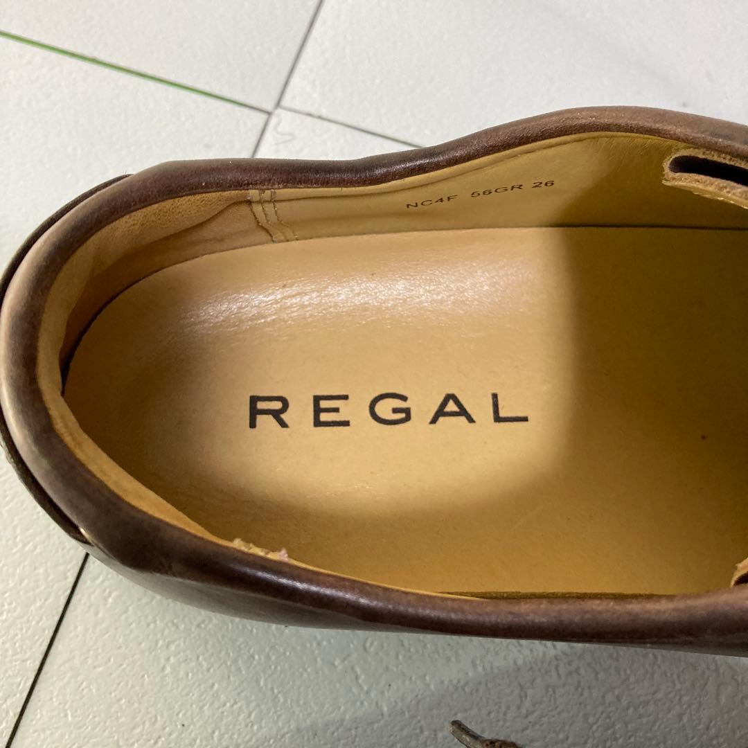 美品 REGAL リーガル チロリアンシューズ モカシン 本革 濃茶色 26.0