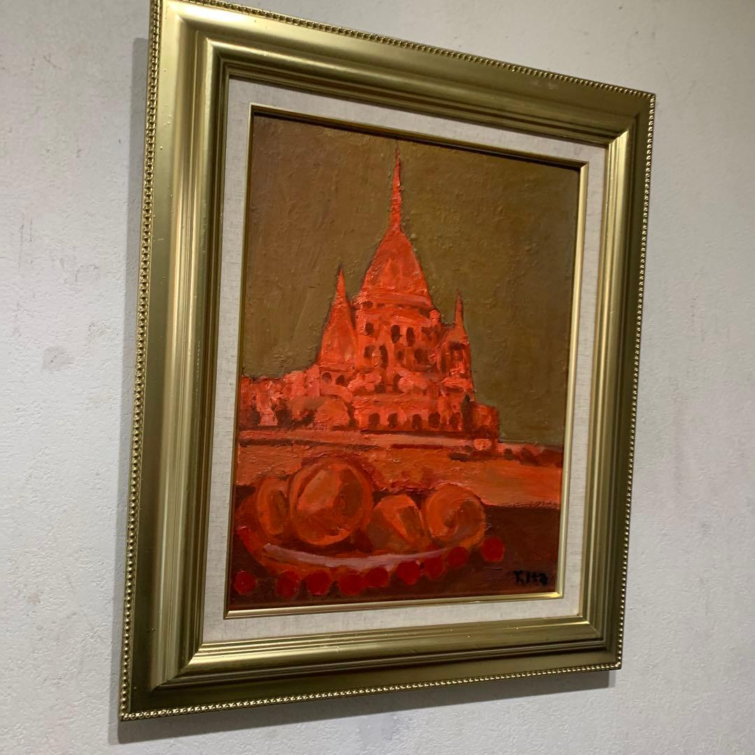 絵画　油彩肉筆画　真作　伊藤継郎『バガンの夕暮れ』