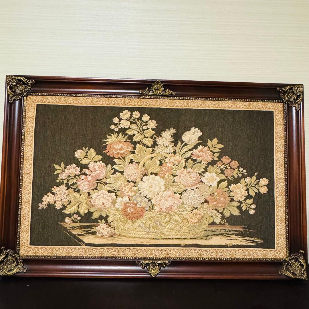 アンティーク額縁 ゴブラン織り タペストリー イタリア製 絵画 132x85