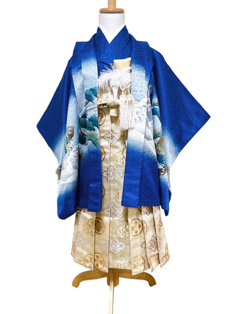 青系フルセット♡七五三　5歳　男の子　一式　鷹　ゴールド