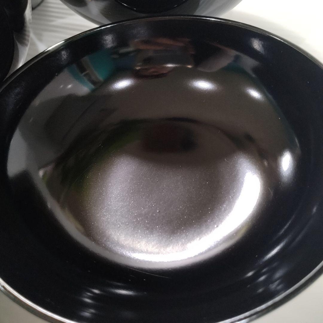 会津塗 漆器 漆 黒塗 扇 蒔絵 吸物椀 汁椀 蓋付き 和食器 黒金 5客揃