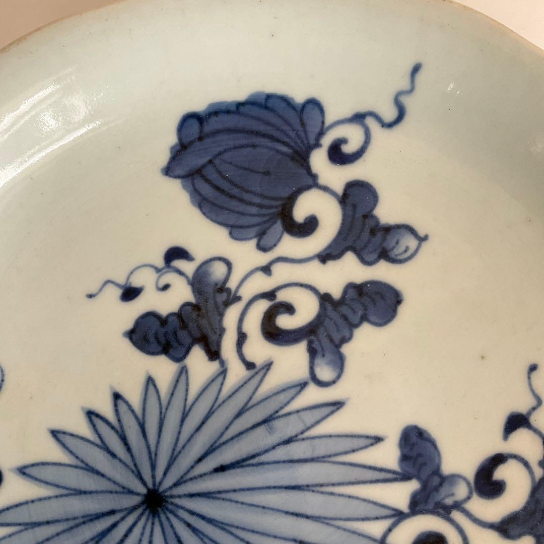 古伊万里　染付草花文尺皿　江戸時代中期〜後期頃　優品