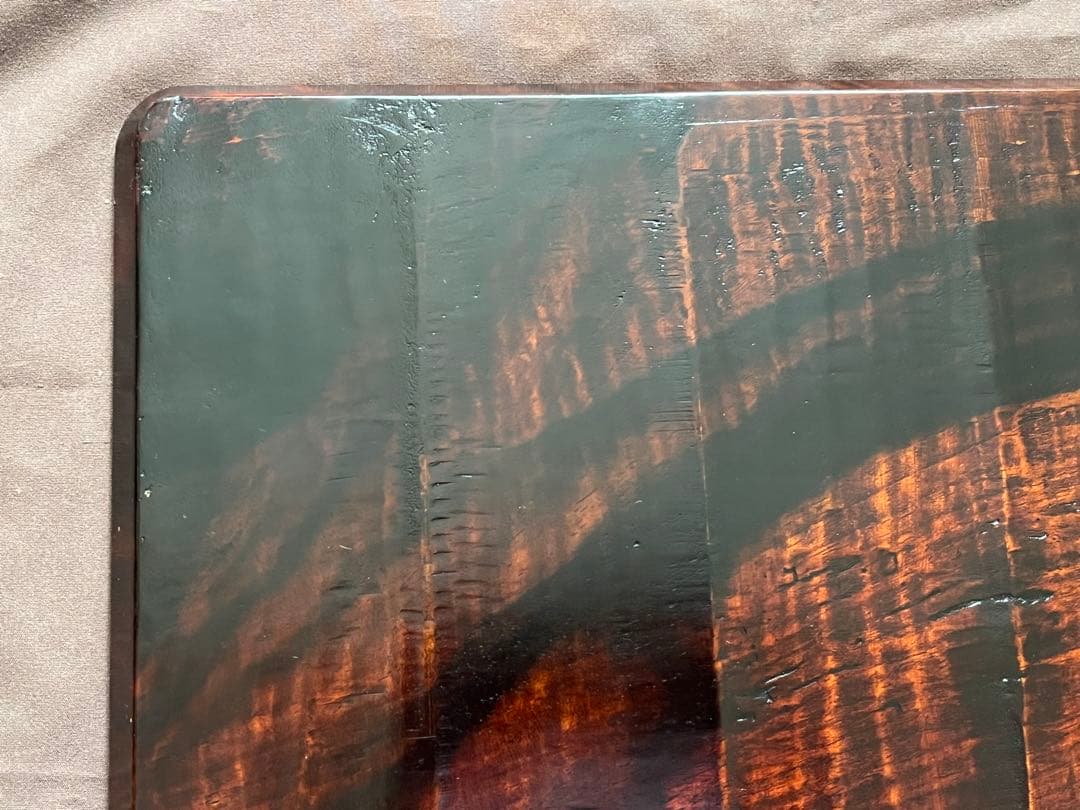 希少　黒柿拭漆我谷盆　25cm×35.4cm×1.8cm №9030