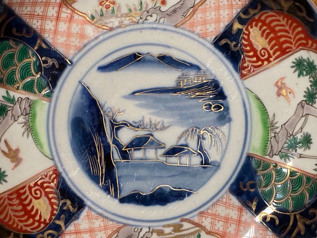 古伊万里 金彩 色絵 中皿 平皿 盛皿 三枚揃い 時代物