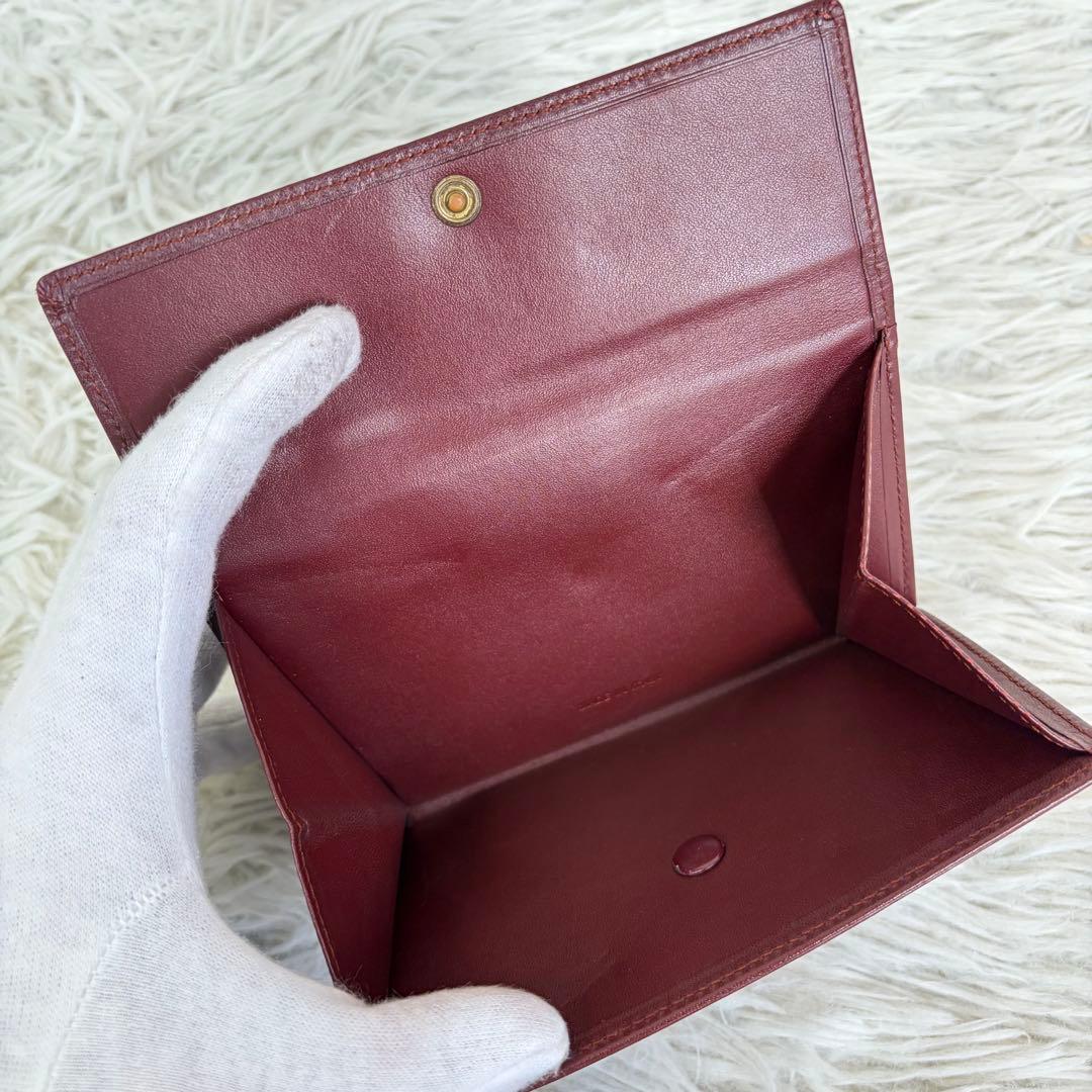 未使用級✨Cartier カルティエ 三つ折り財布 Wホック 金具 ボルドー
