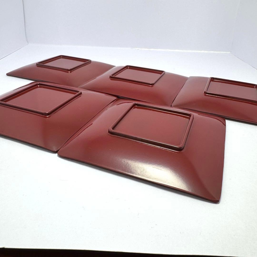 新品未使用 金沢箔工芸 金沢手打箔 洋金箔 角古代銘々皿 5枚セット 共