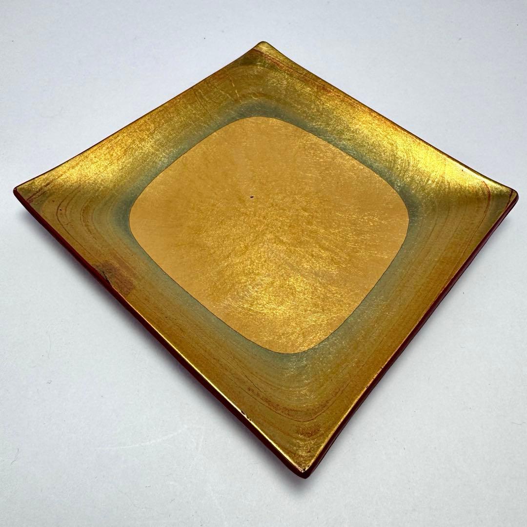 新品未使用 金沢箔工芸 金沢手打箔 洋金箔 角古代銘々皿 5枚セット 共