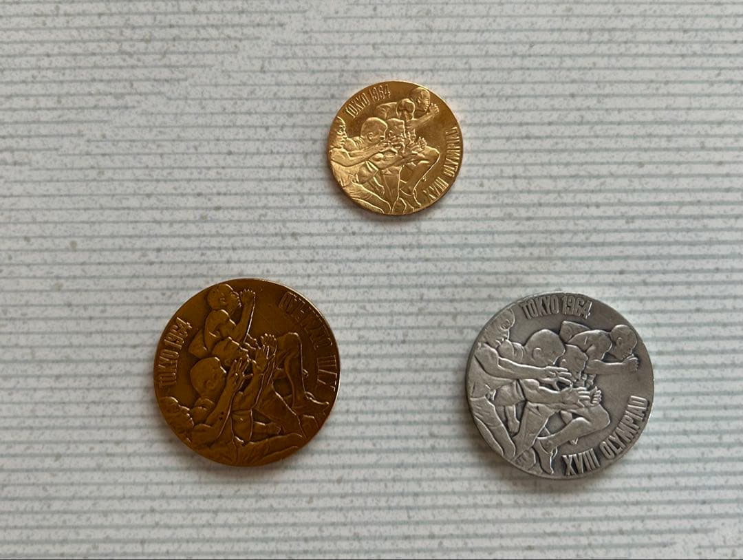 東京オリンピック1964の金・銀・銅メダル3枚セット オリジナルケース