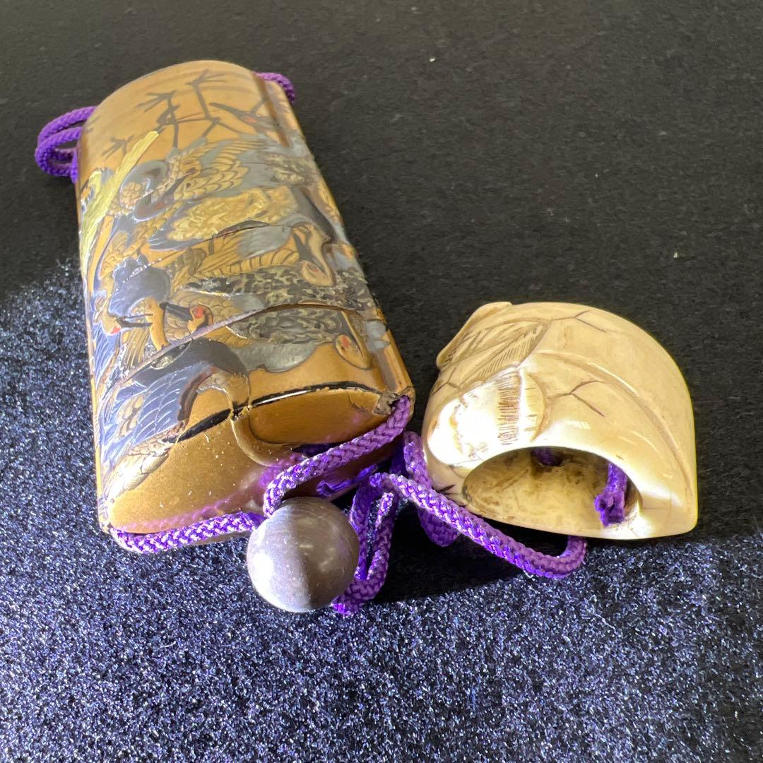 江戸時代 鶴蒔絵印籠、根付 70g 東Y8-0122☆2Fトコカ - メルカリ