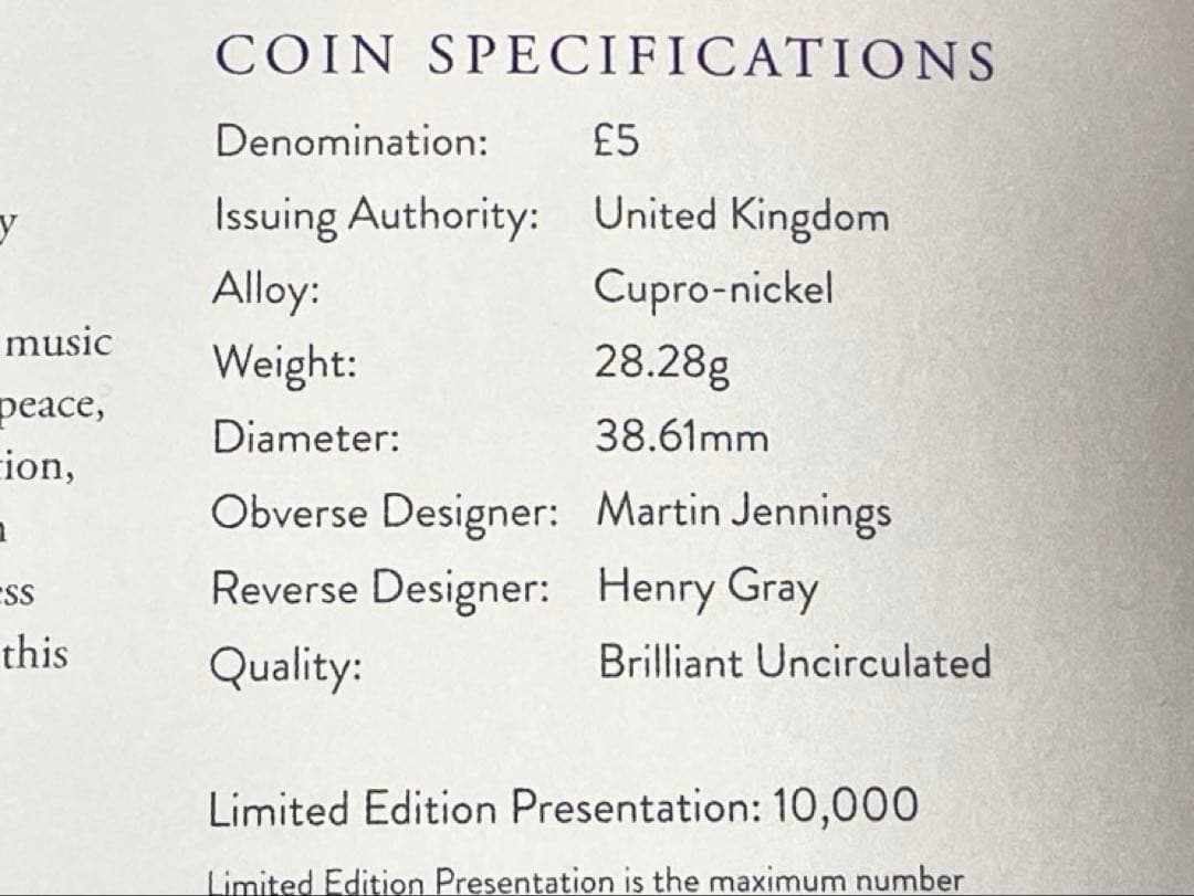 JOHN LENNON イギリス銀貨記念カラーコイン限定10000 日本未発売