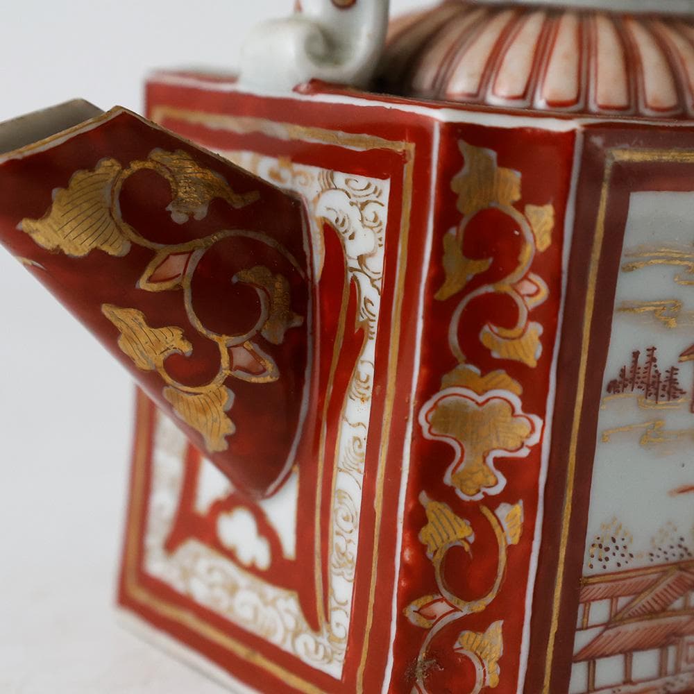 時代年代物 九谷焼 赤絵金彩唐草楼閣図 水注 酒器 煎茶器 - メルカリ