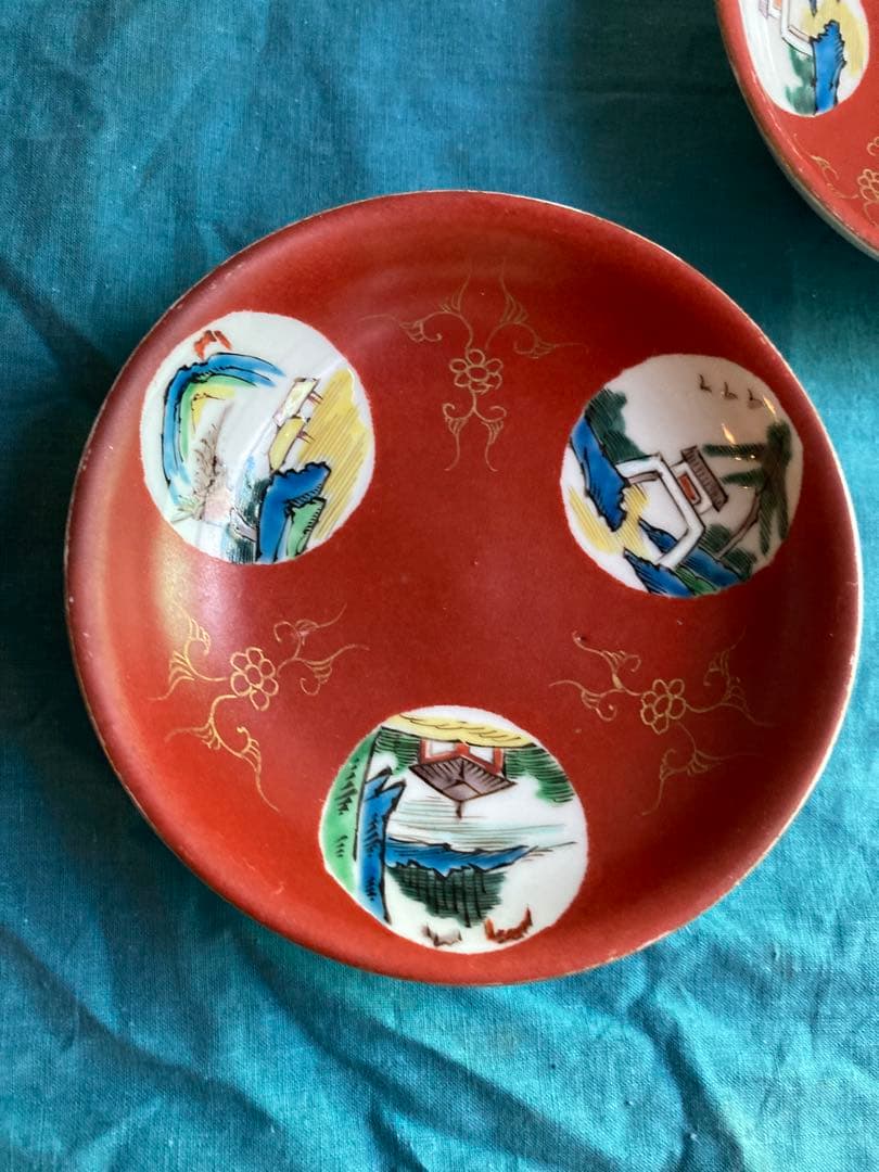 清朝 十錦手小皿 南京皿 二客