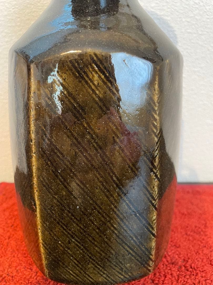 沖塩明樹 寒風春木窯 面取り花瓶 線模様 岡山 民芸 民藝 武内晴