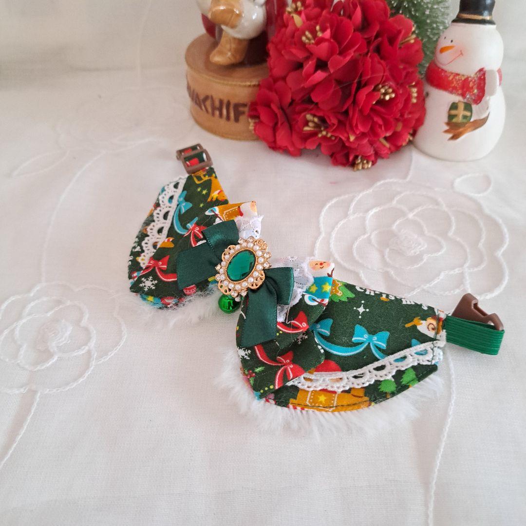 クリスマス、ファータイプ(白④)わんちゃん猫ちゃん用襟つき首輪