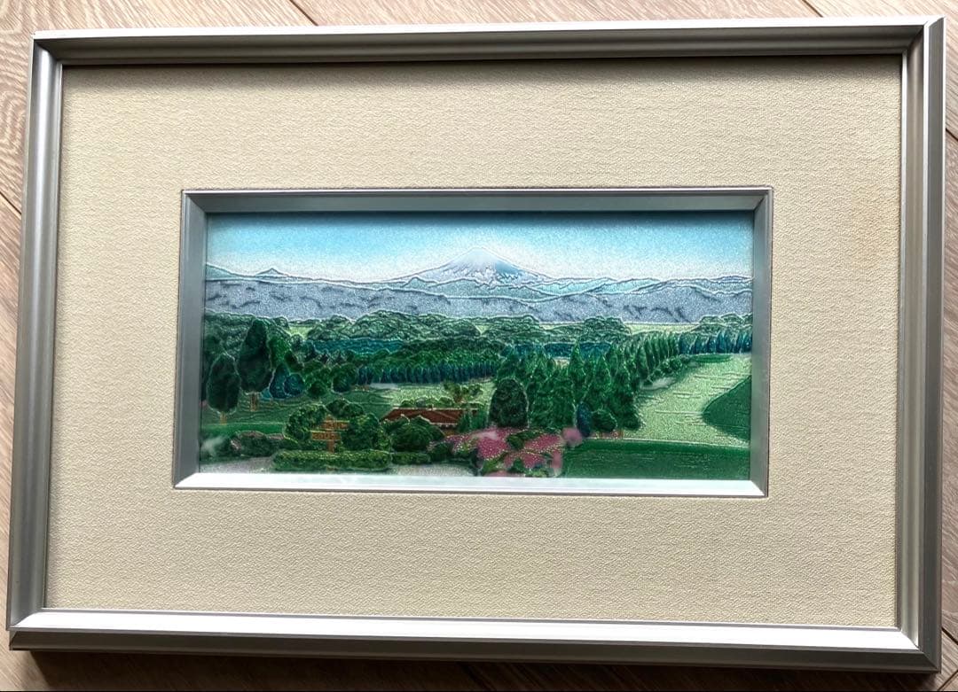 ⭐️美品⭐️七宝焼　富士山　シルバーフレーム 約39x27cm