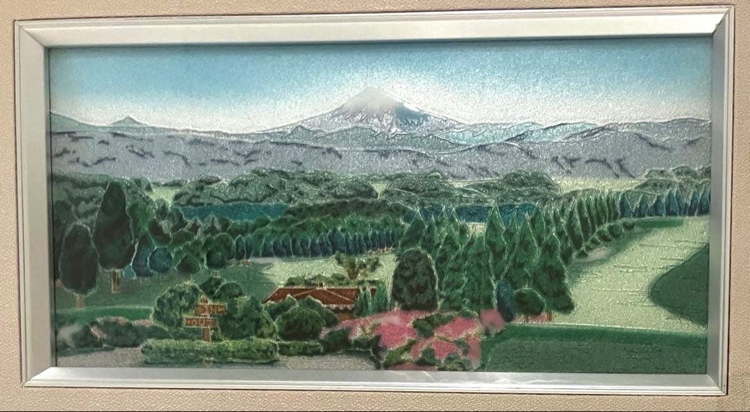 ⭐️美品⭐️七宝焼　富士山　シルバーフレーム 約39x27cm