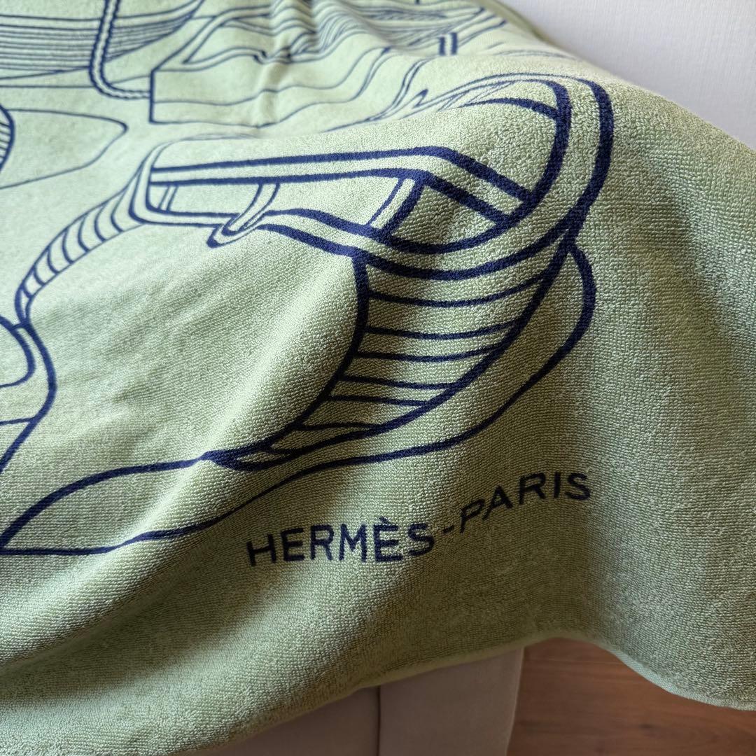 エルメス ヨッティング タラッサ ビーチタオル グリーン バスタオル 大判