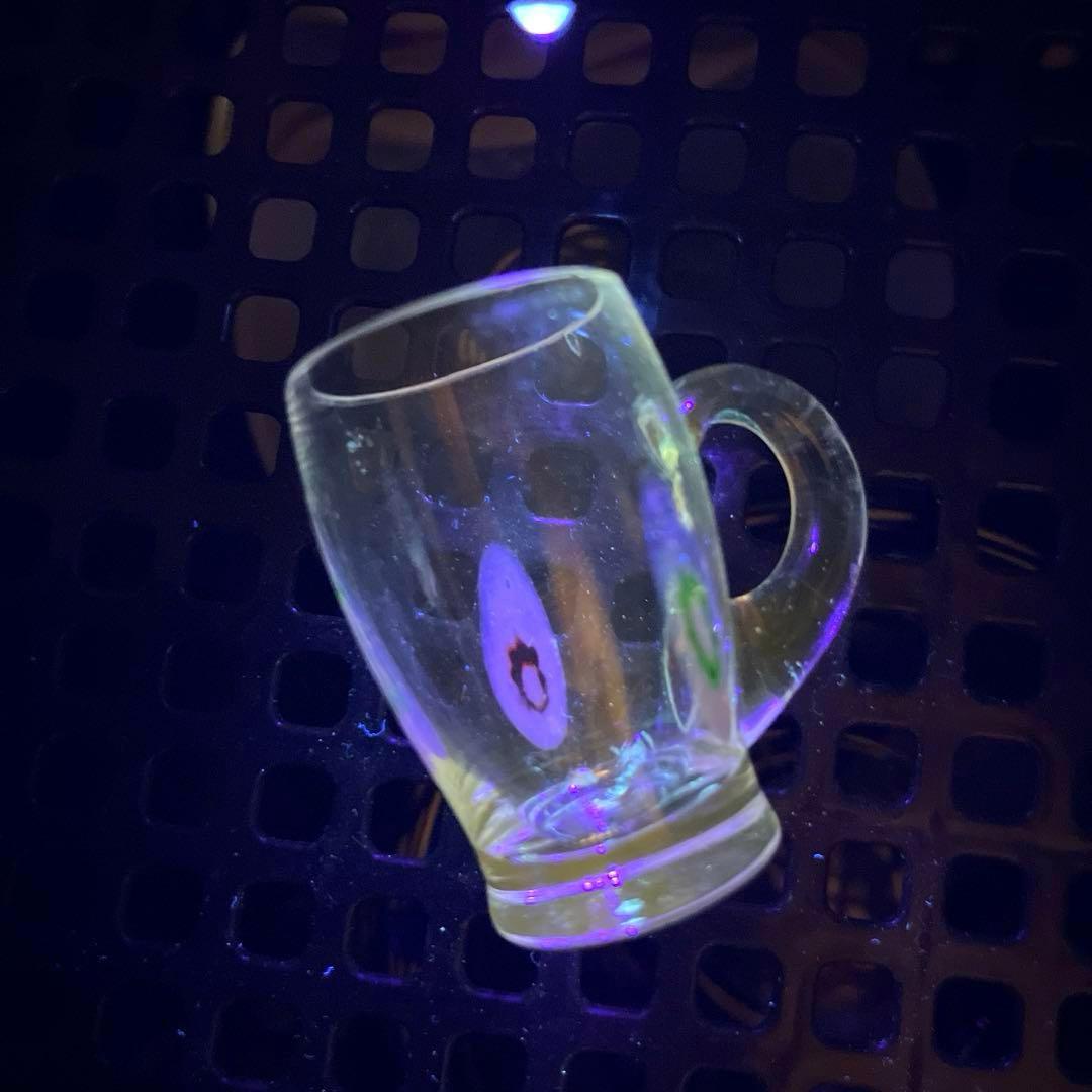 骨董 時代ガラス 超希少花象嵌 蜻蛉玉 風船型 取手付き 氷コップ