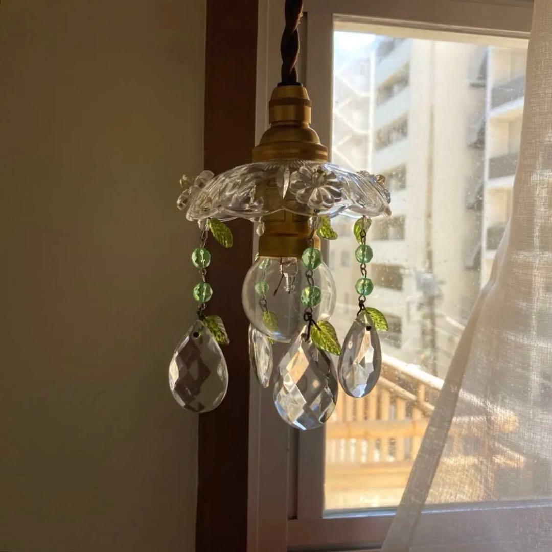 専用 ミニシャンデリア 【植物】 ウランガラスビーズ フランス 超ミニ