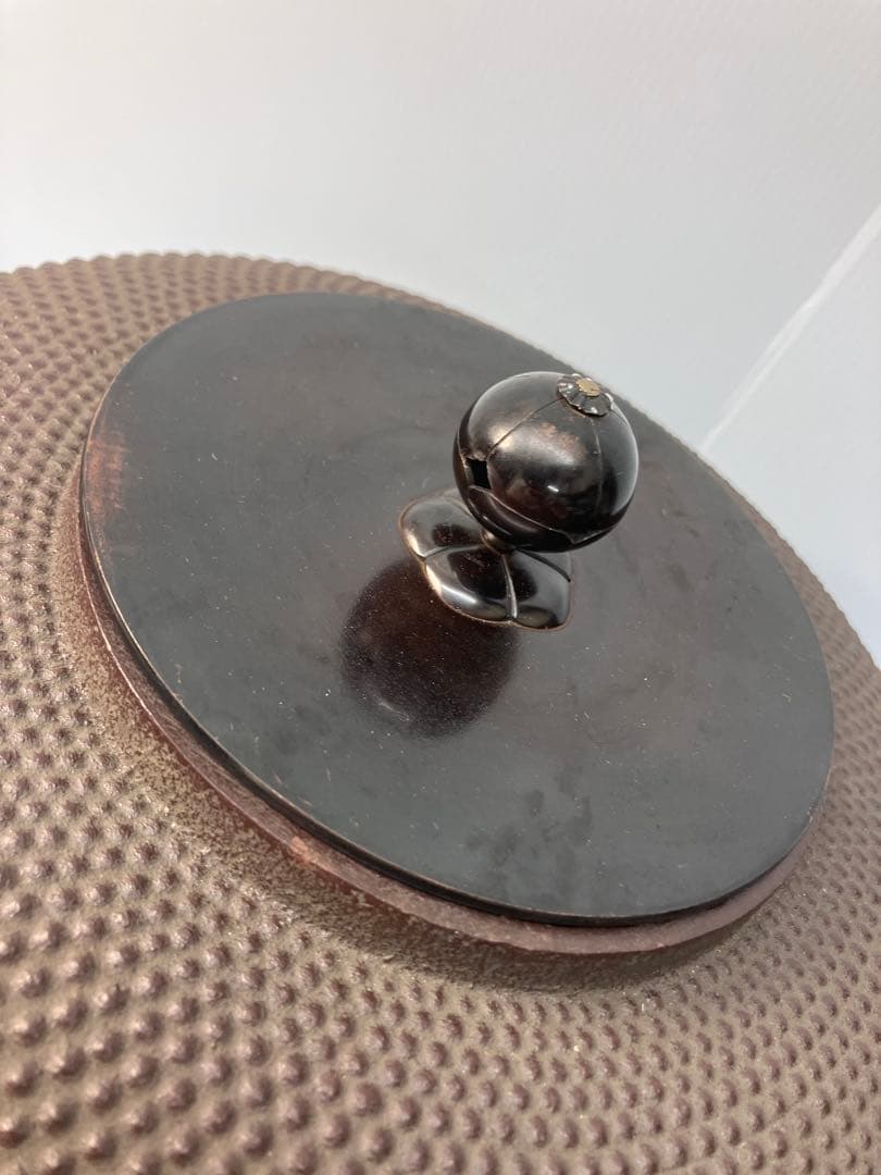 平丸霰炉釜 日展審査員 横倉嘉山作 風炉 茶道具 金属工芸品