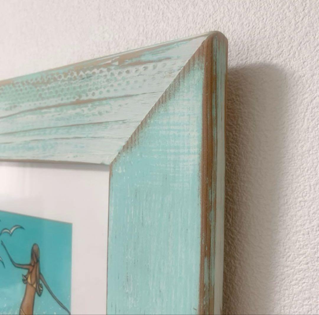 正規品　ヘザーブラウン ハワイアート 正規フレーム・額縁付き　サーフガール