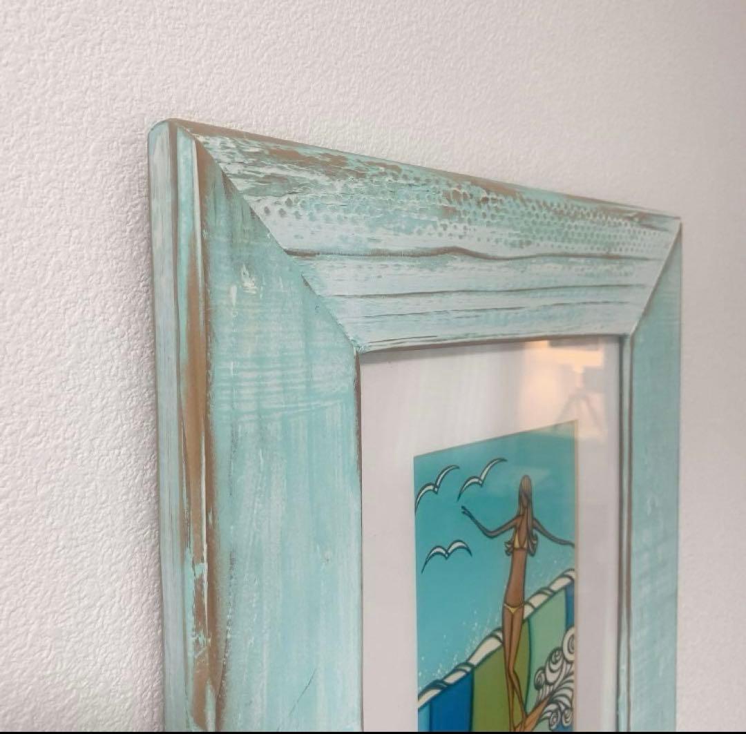 正規品　ヘザーブラウン ハワイアート 正規フレーム・額縁付き　サーフガール