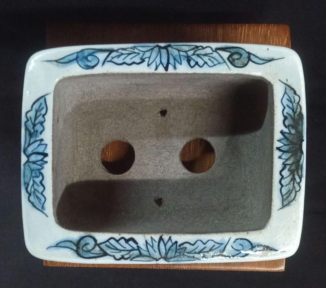 021.【陶翠窯 】エン付長角3号盆栽鉢/植木鉢 ミニ盆栽