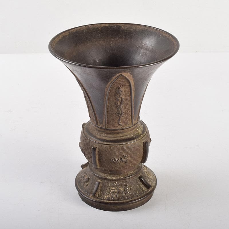 中国　古銅宣徳銅　神獣雷文瓢　M　R4924 中国 古銅宣徳銅 神獣雷文瓢 M R4924