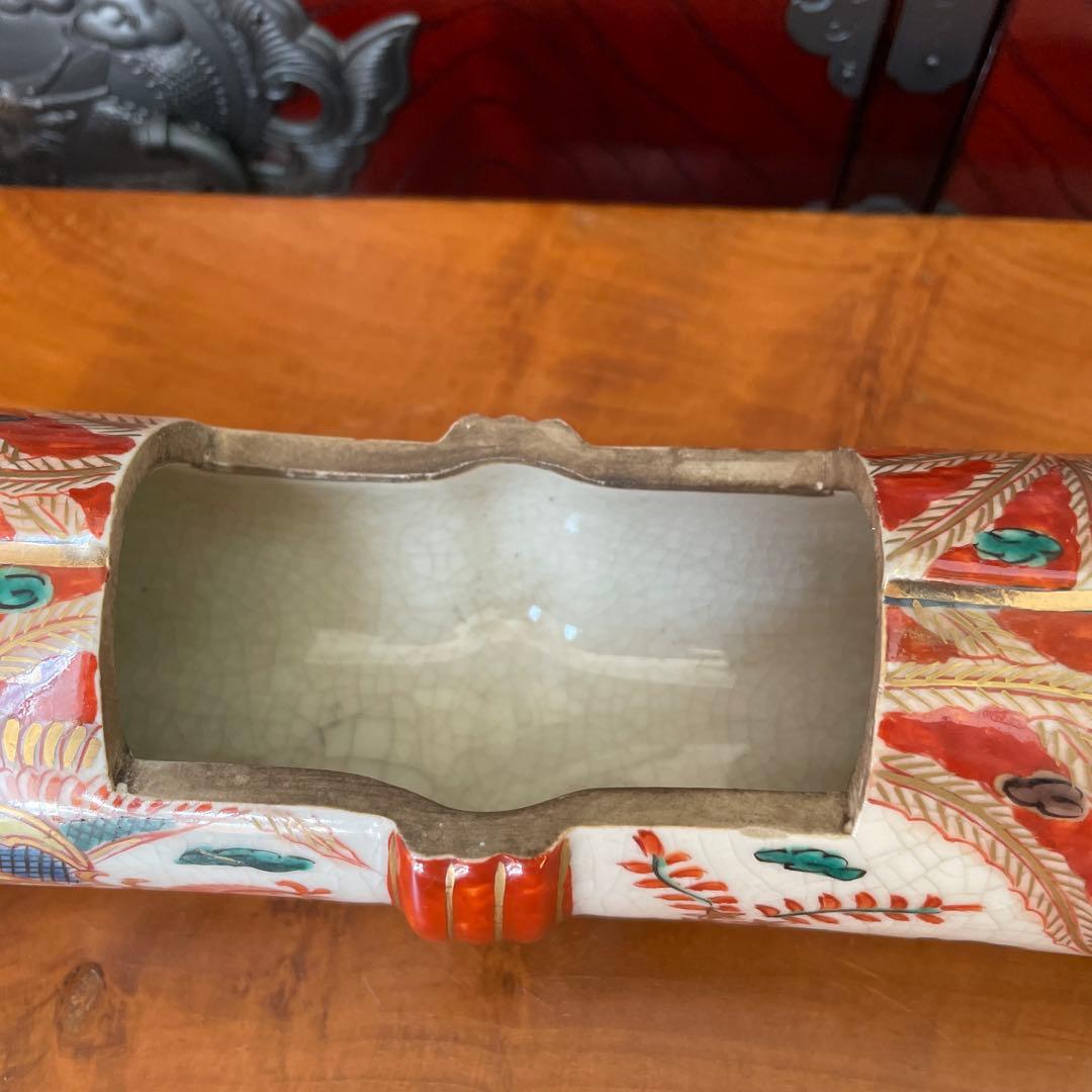 最終価格】香炉 巻物型香 骨董 アンティーク 色絵金彩 鳳凰 インテリア