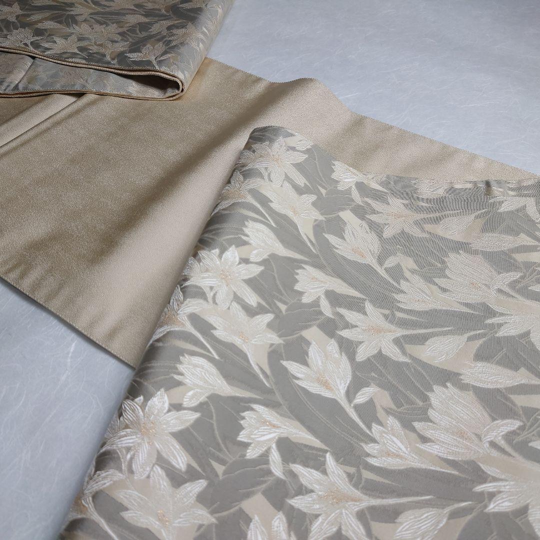 正絹 袋帯 六通柄 白花図案 極上 逸品 おすすめ品