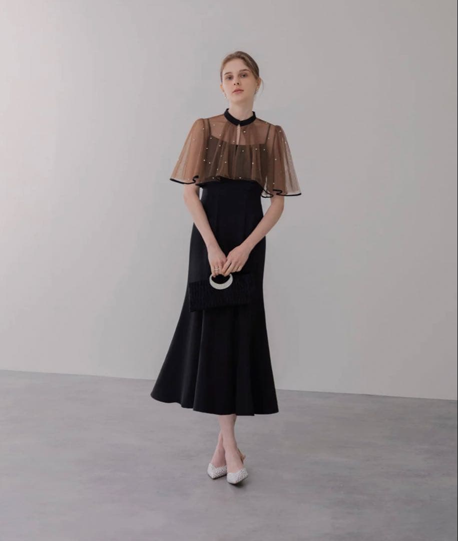 LEJA】パールパイピングボレロ2WAYマーメイドワンピースドレス Mサイズ