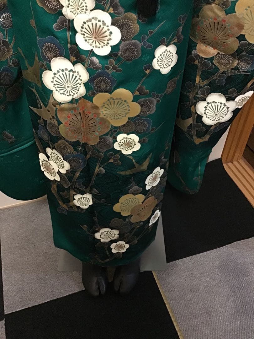 振袖フルセット 豪華 正絹 緑 金銀彩 梅 振袖6点セット 成人式の通販は