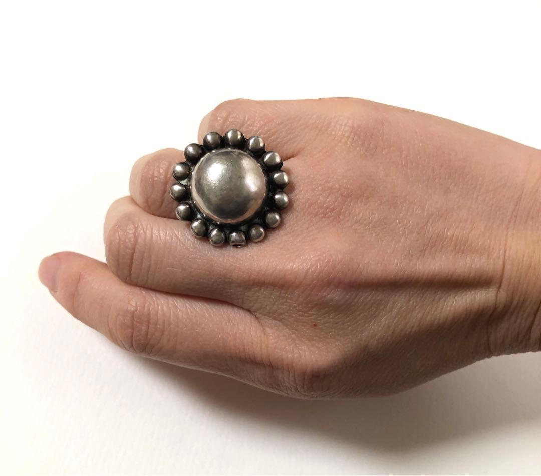 ヴィンテージ メキシコシルバー　フラワー　太陽　シルバー　リング　大ぶり