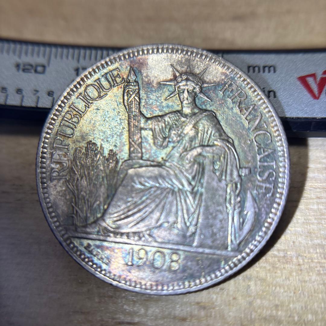 ハッパ様1908年 フランス ピアストル銀貨　トーン ハッパ様1908年 フランス ピアストル銀貨 トーン 1906年 フランス