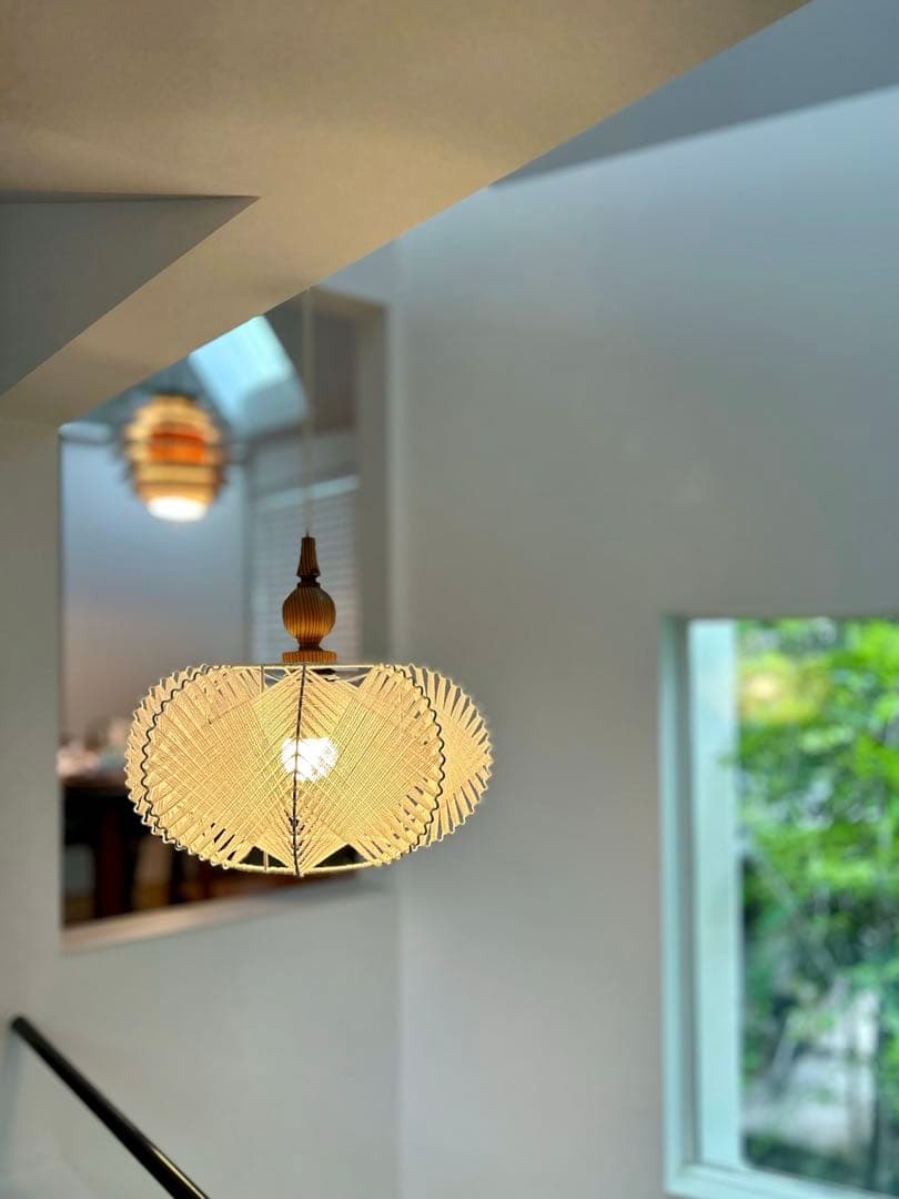 独60年代 EEA Leuchten パイン材と綿糸のヴィンテージ・ペンダント