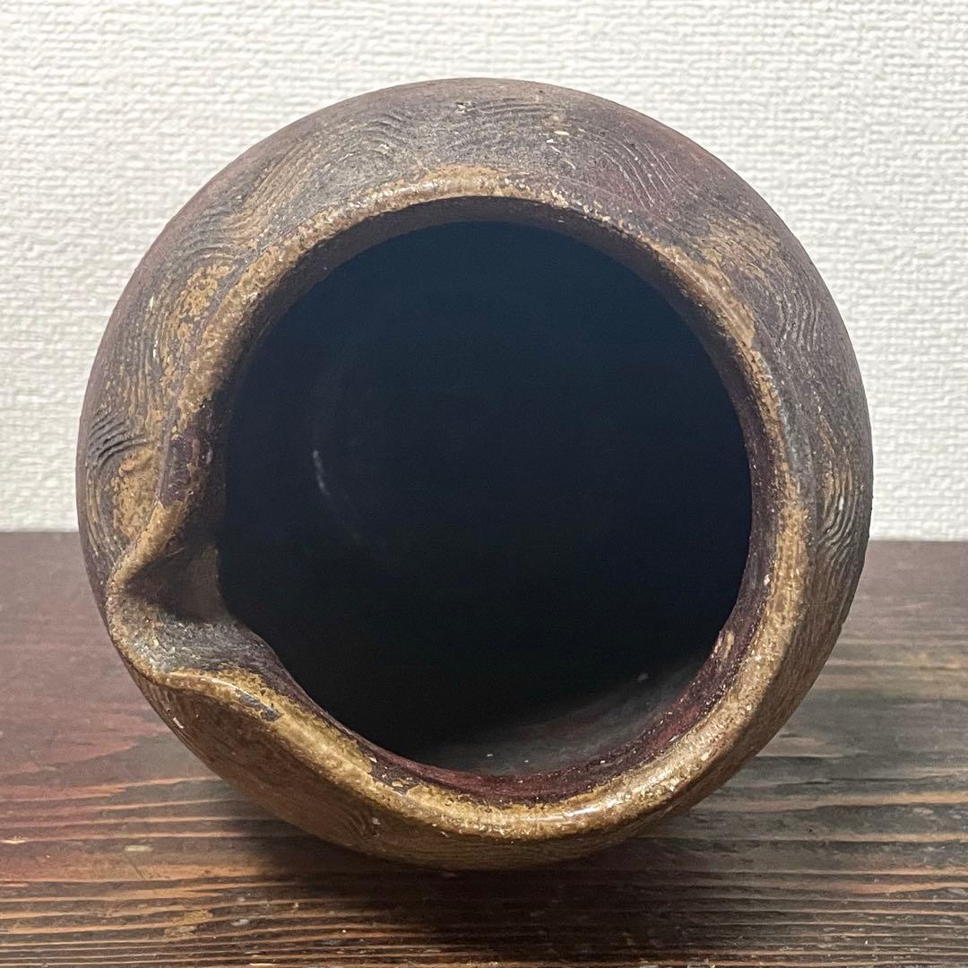 古備前 雀口 鳶口 壺 窯印 櫛目波状文 小壷 蹲 花器 花入