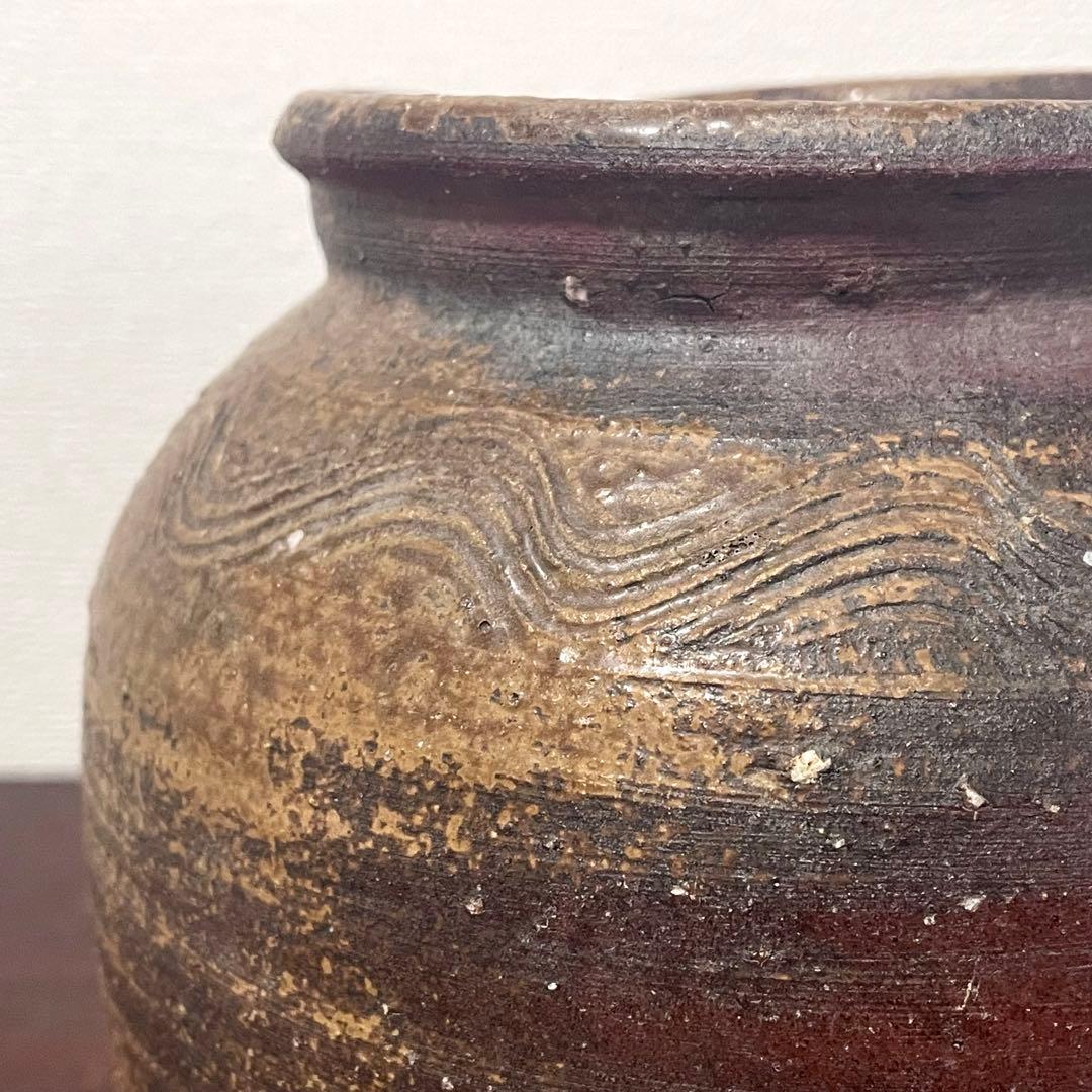 古備前 雀口 鳶口 壺 窯印 櫛目波状文 小壷 蹲 花器 花入